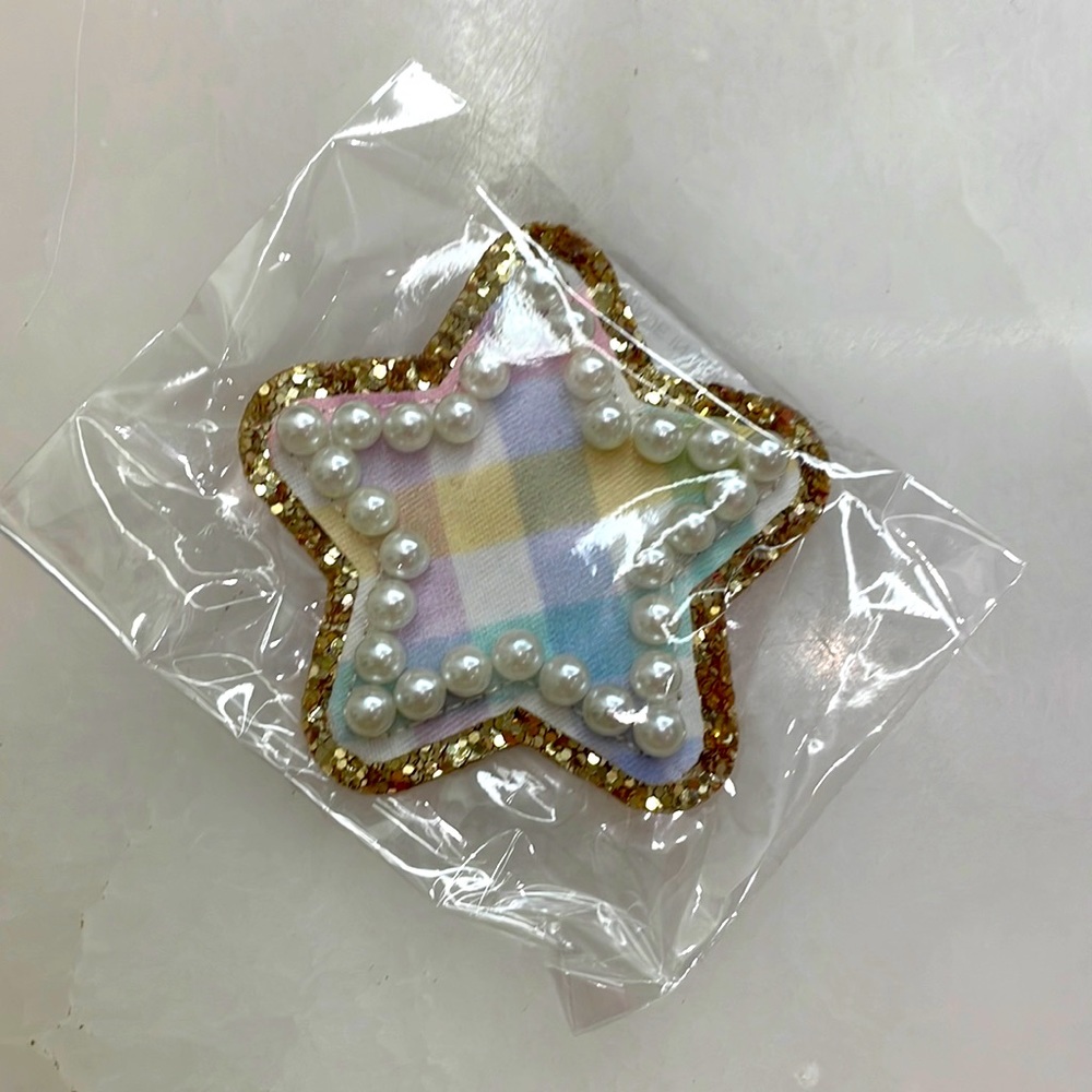 BNWT SCL Gingham & Pearl Star Patch